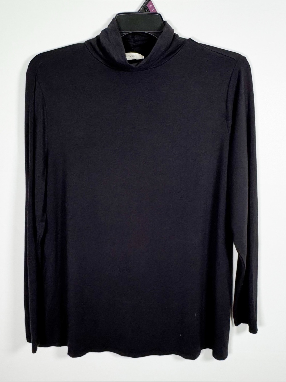 SEJOUR Women’s Black Modal Blend Super Soft Turtleneck Long Sleeve Tunic Sz 1X - Picture 1 of 7